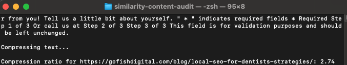 terminal results of compression script